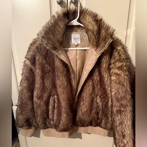 Le Lis Women's Faux Fur Jacket - Brown and Cream: NWT never worn